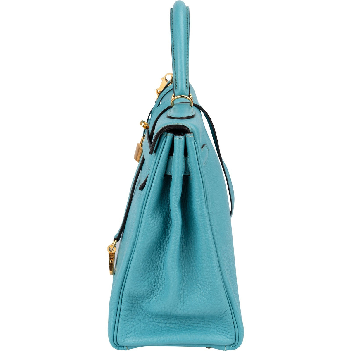 Hermès Taurillon Clemence lederen Gold Kelly 32 handtas blauw Saint-Cyr