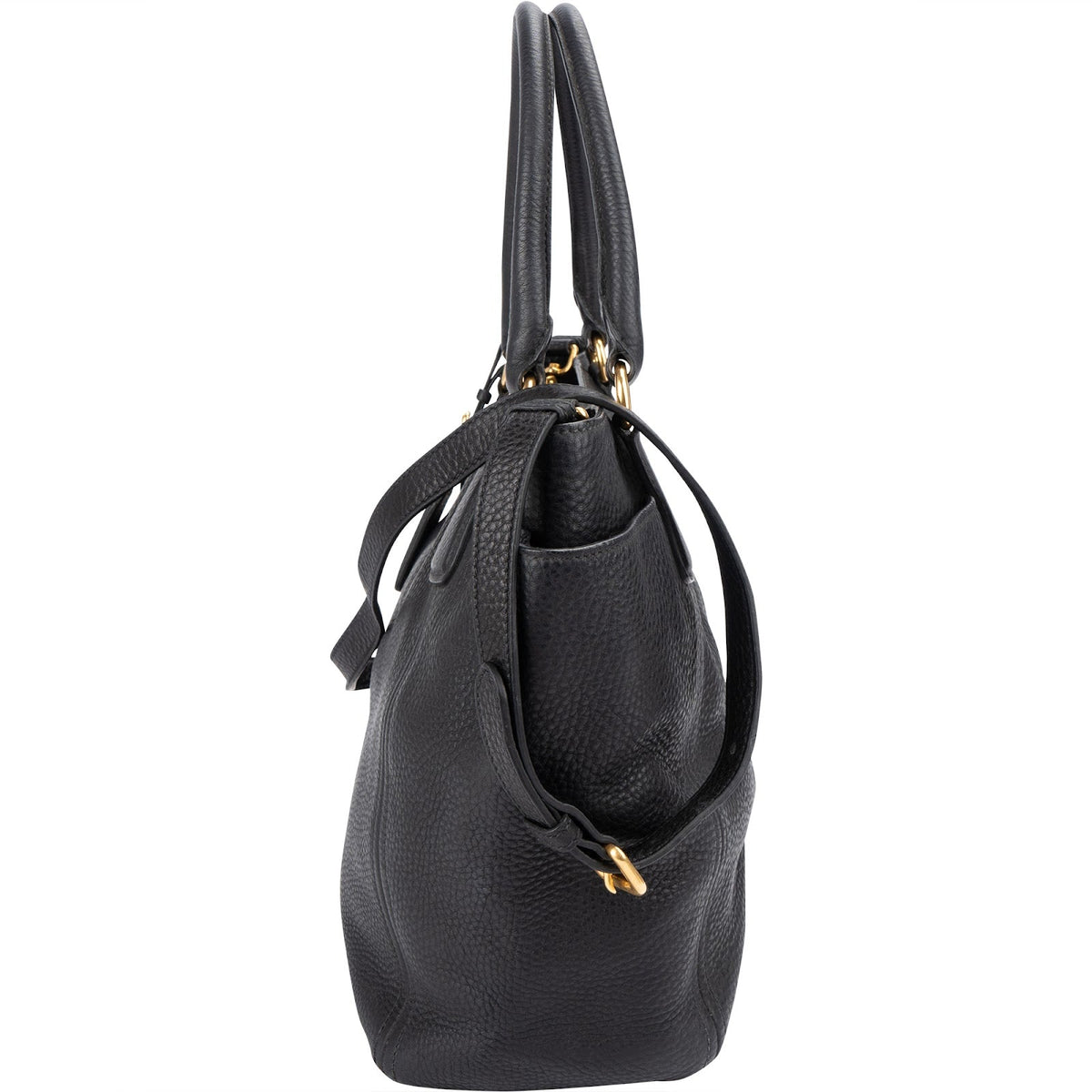 Prada Black Vitello Daino Leather Tote Handbag