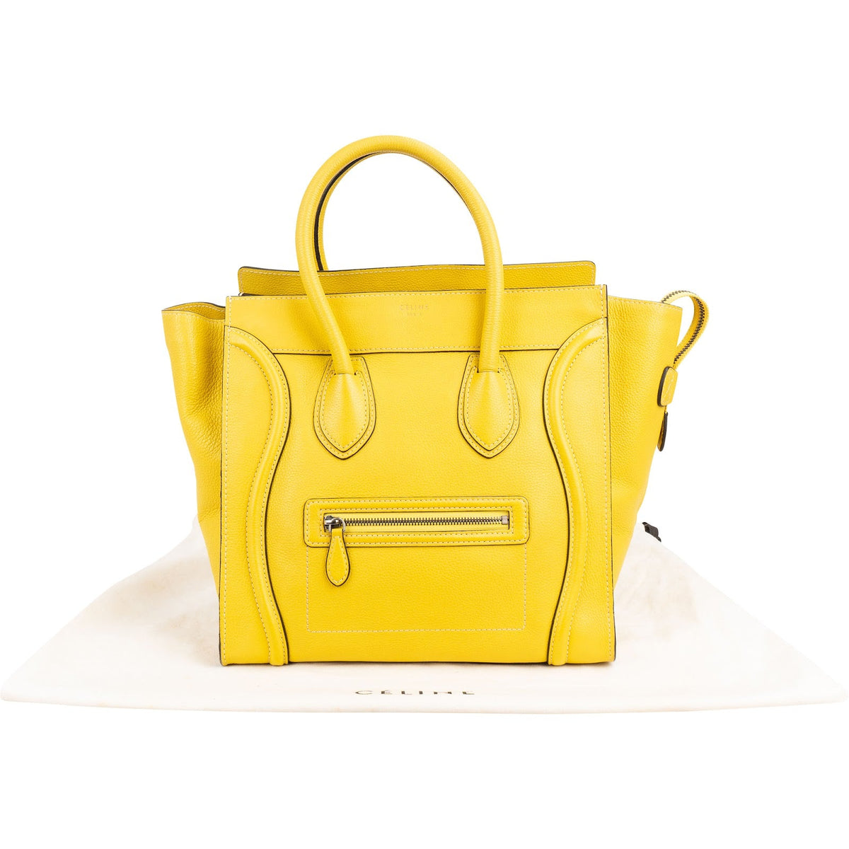 Celine Yellow Drummed Calfskin Luggage Tote Handtas