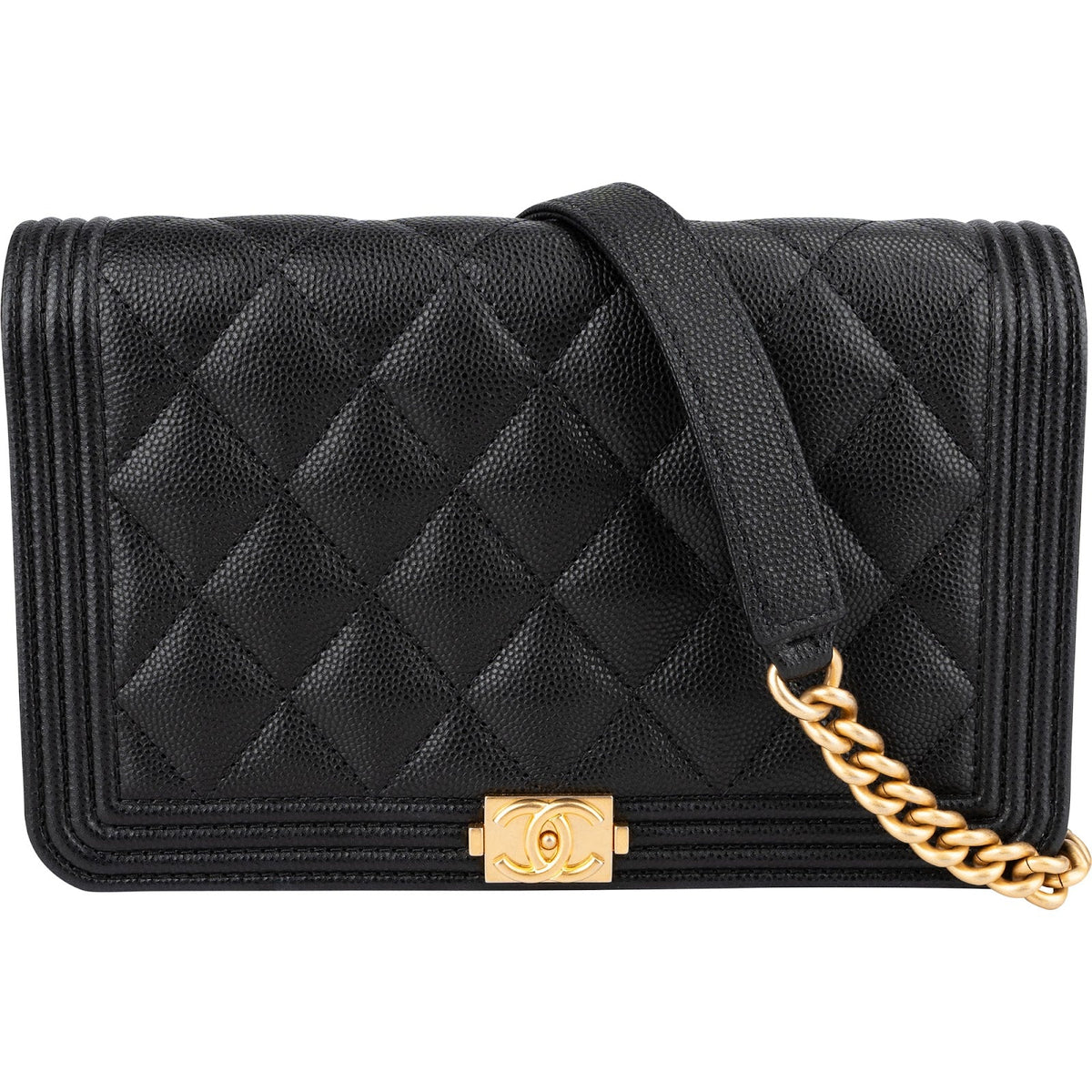 Bolso bandolera Chanel Boy Wallet On Chain de piel caviar acolchada