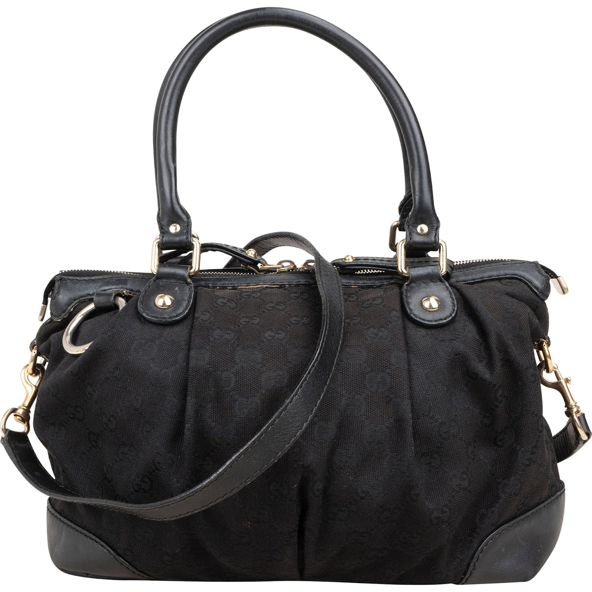 Gucci Monogram GG Canvas Sukey Satchel aus Canvas und Leder – Vorderansicht