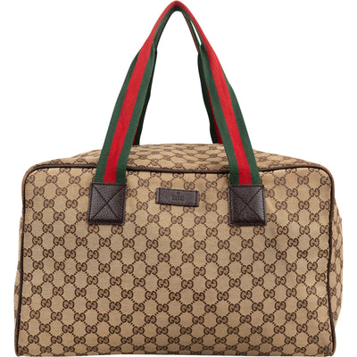 Gucci Monogram GG Canvas Web Boston-handtas