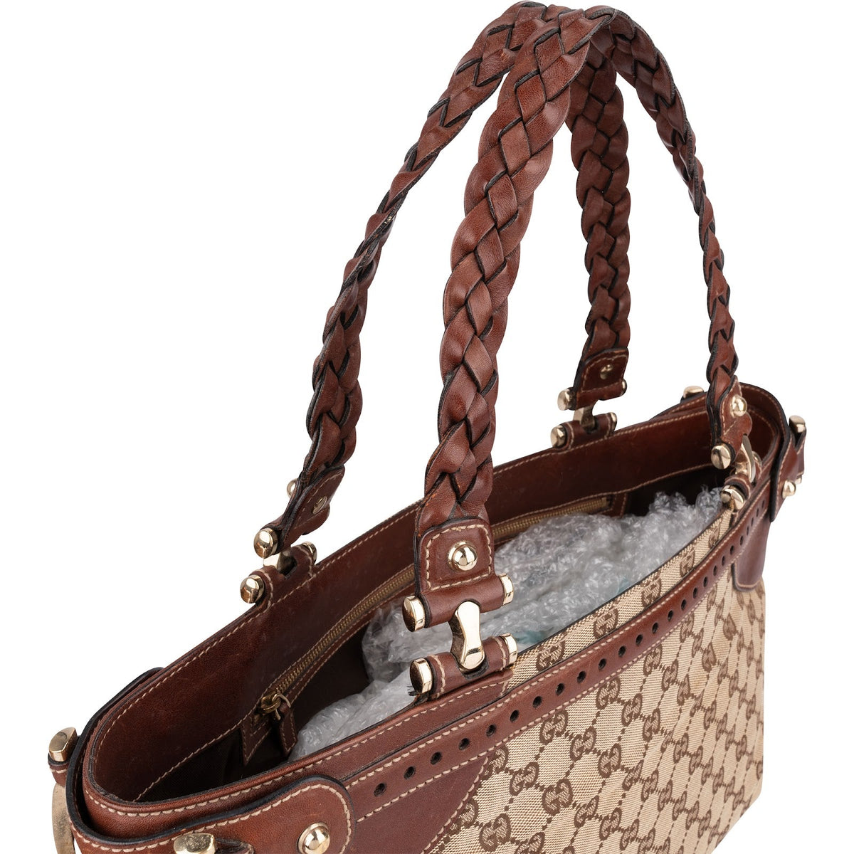 Gucci Monogram GG Canvas Woven Handle Babouska Tote, Bild 3 von 11