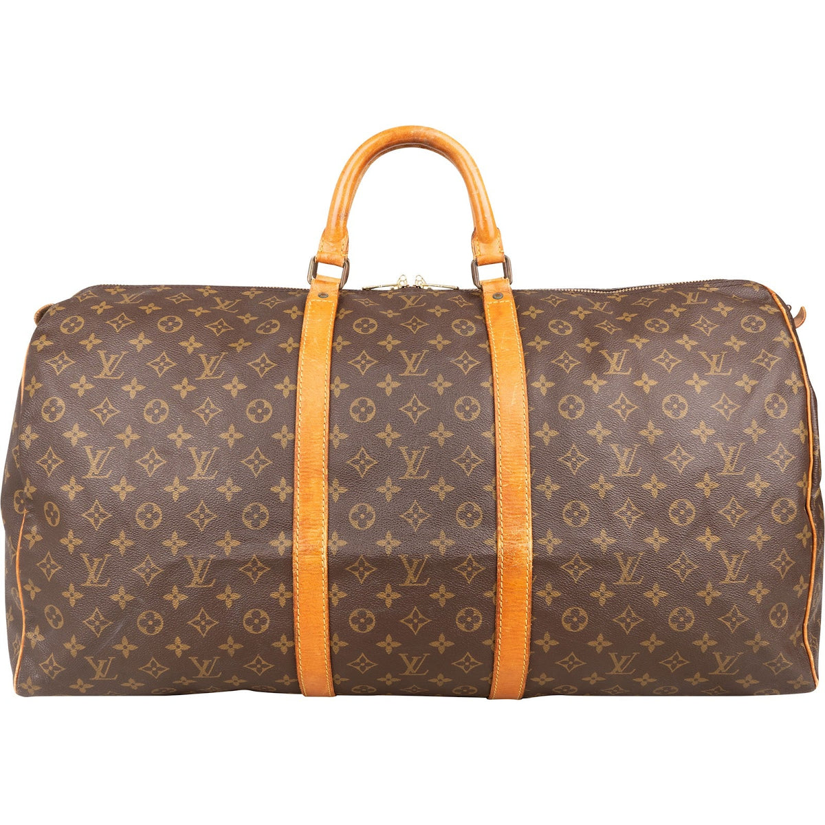 Louis Vuitton Monogram Canvas Keepall 60 aus Canvas und Vachetta-Leder – Vorderansicht