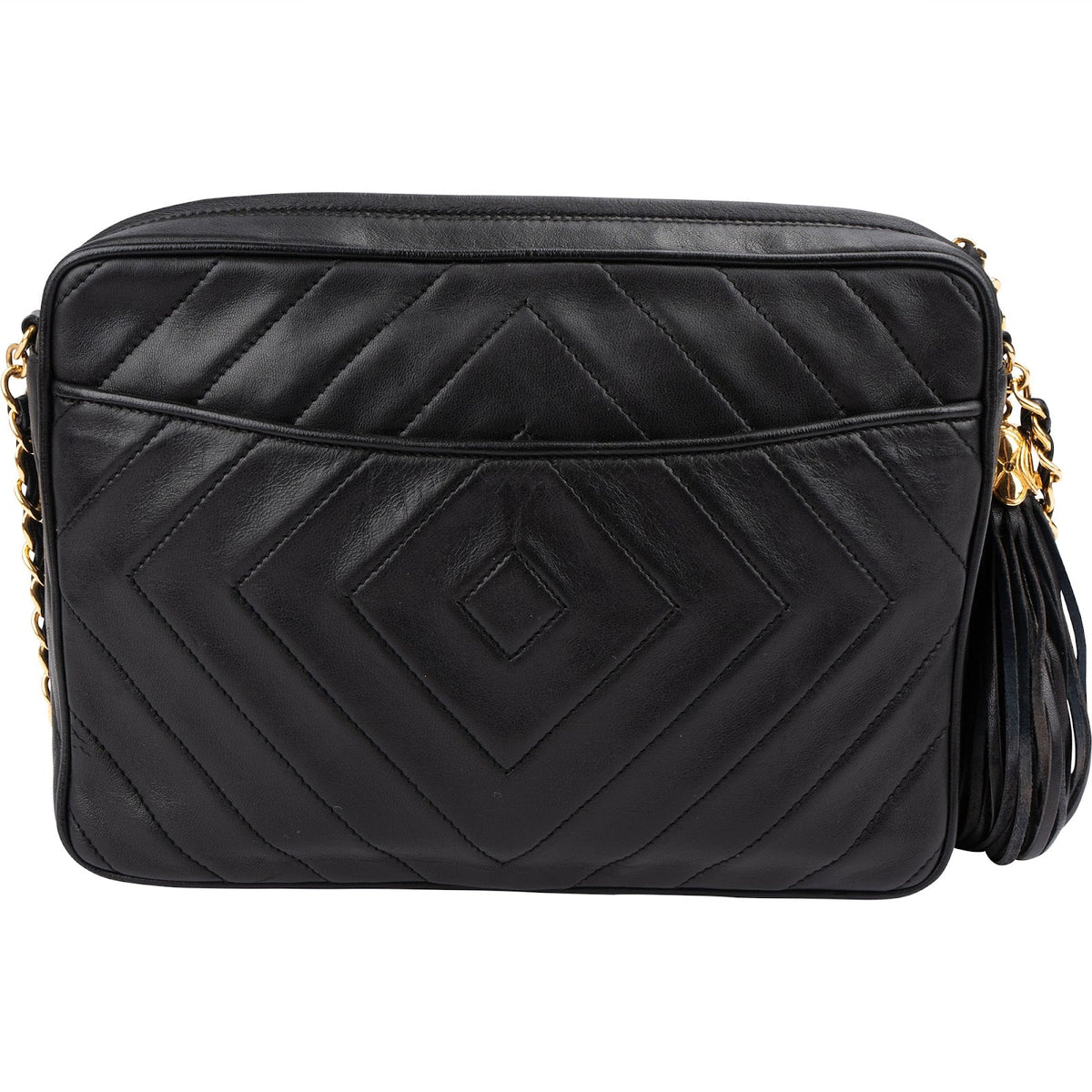 Chanel Quilted Lambskin Chevron Tassel Camera Crossbody Bag