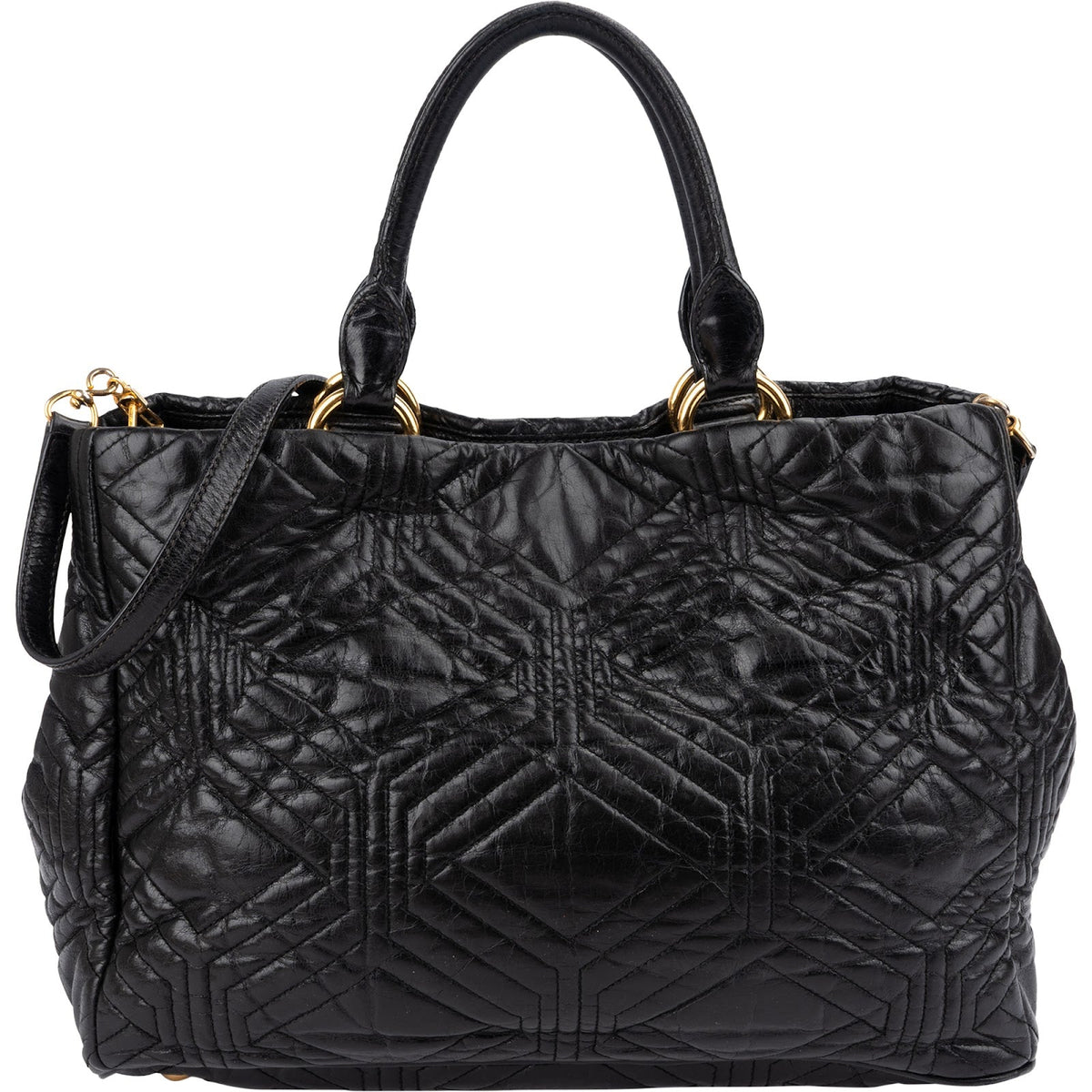 Borsa tote Miu Miu in pelle Nappa matelassé nera