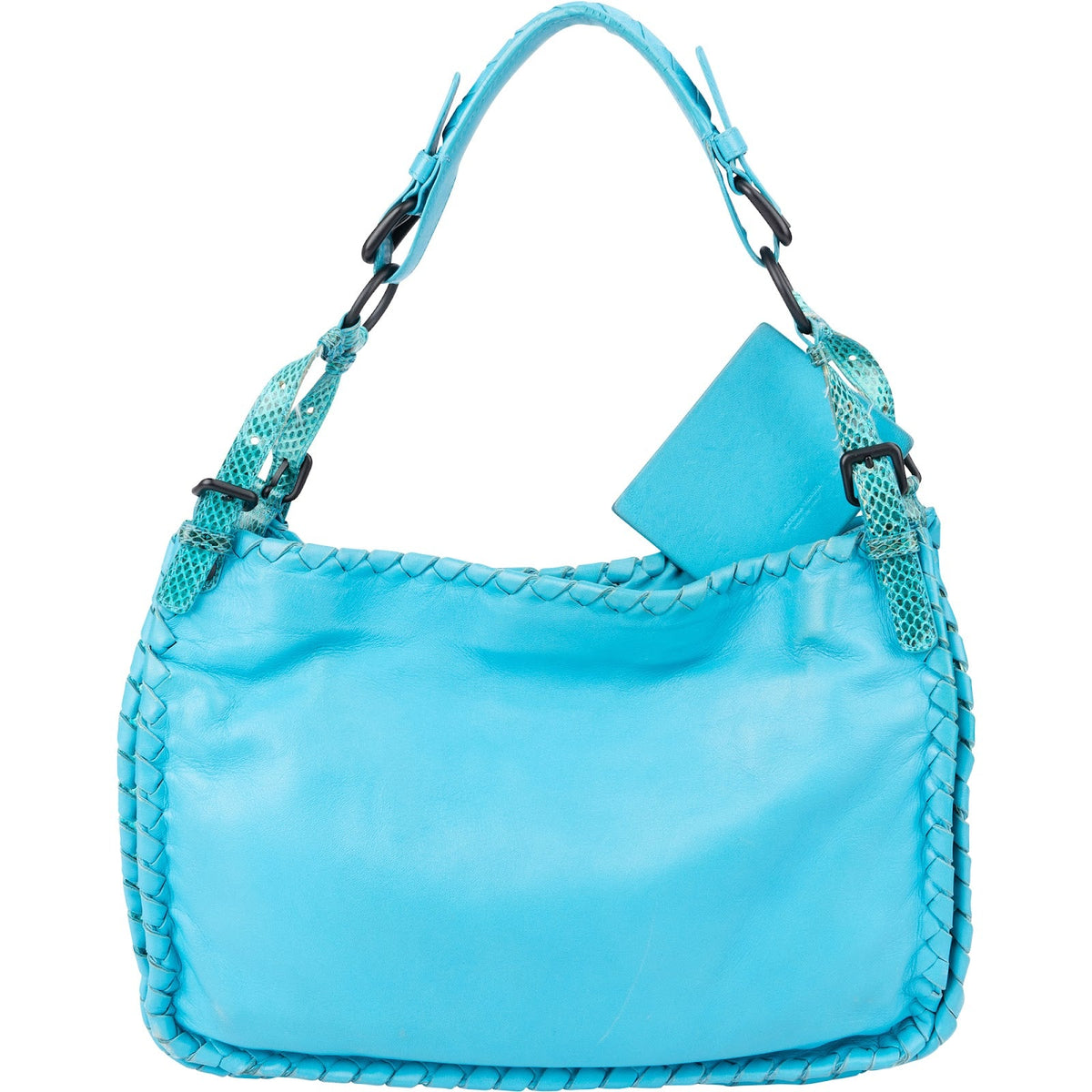 Sac porté épaule Hobo Bottega Veneta en cuir de serpent bleu Cervo