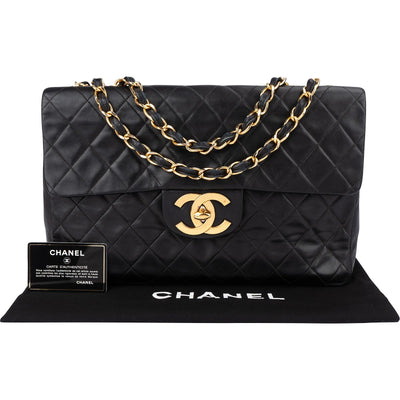 Chanel Quilted Lambskin 24K Gold Maxi Single Flap Crossbody Bag