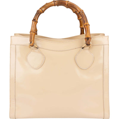 Borsa a mano tote Gucci Diana Large in pelle verniciata con manico in bambù