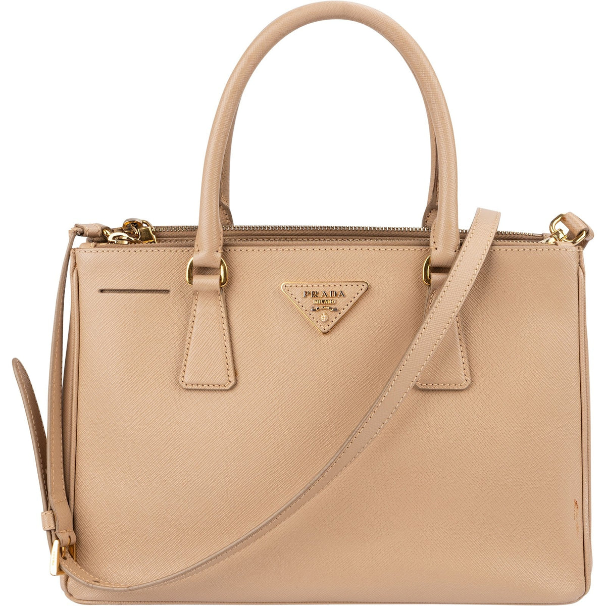 Prada Beige Saffiano Lux Leather Galleria Handbag