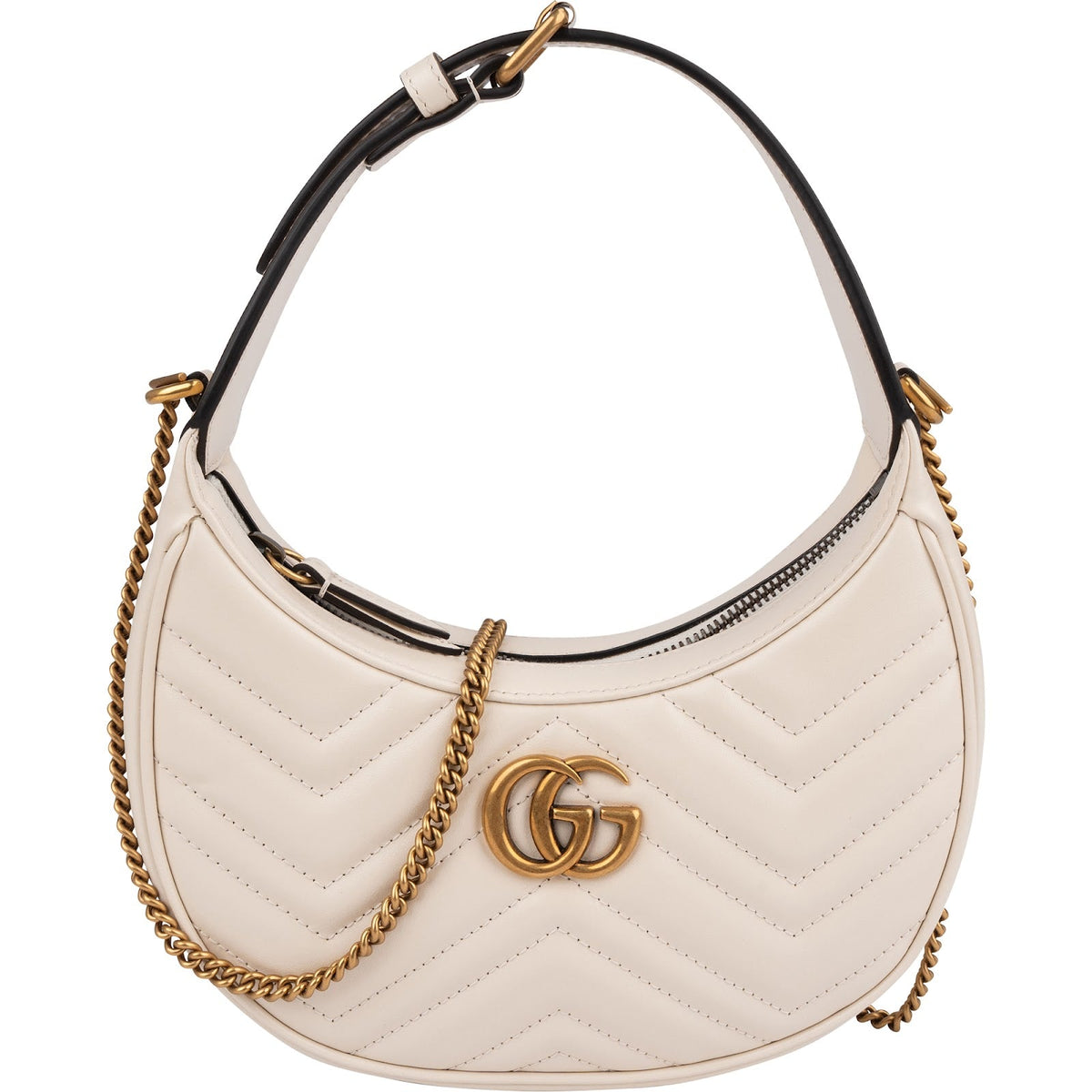 Gucci GG Marmont Half-Moon-Shaped Mini aus Leder – Vorderansicht