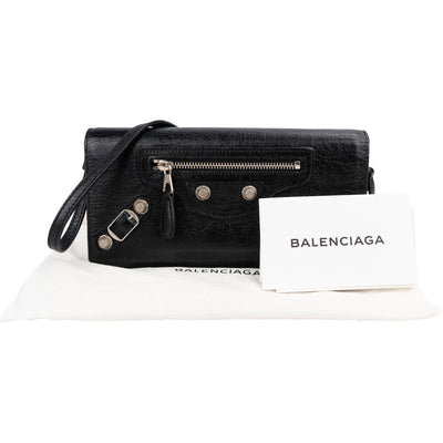 Balenciaga Black Leather Classic City Wallet on Strap Shoulder Bag