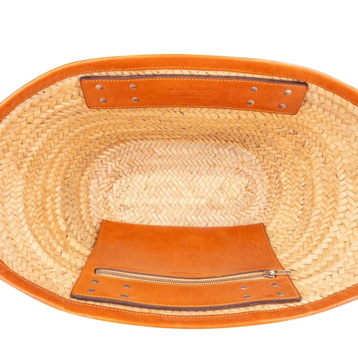 Balenciaga Raffia Leather Panier Basket Handbag