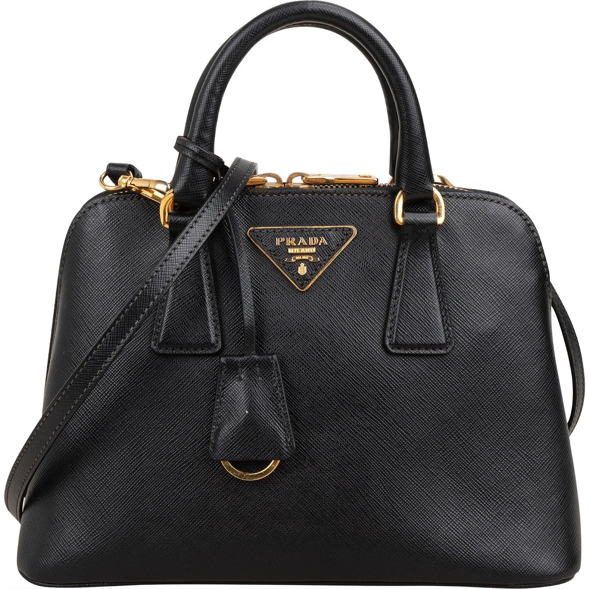 Bolso de mano Prada Promenade pequeño en piel Saffiano negra