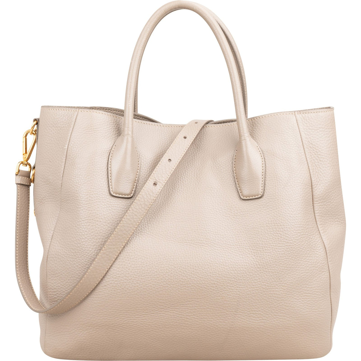 Grand sac à main cabas Prada en cuir Vitello Daino taupe