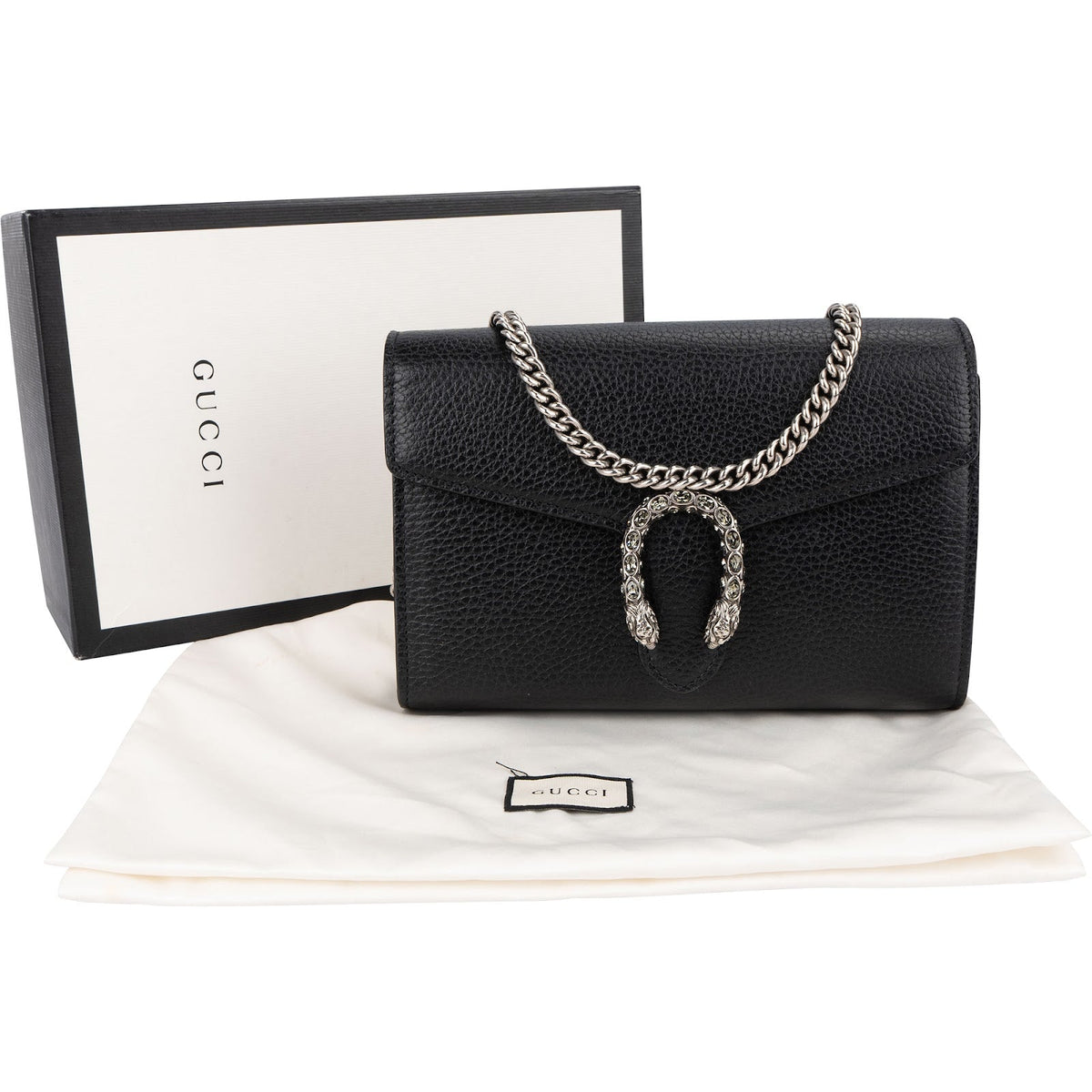 Gucci Grained Leather Dionysus Crystal Super Mini Crossbody Bag