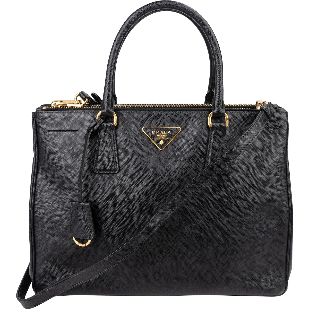 Prada Black Saffiano Leather Galleria Handbag