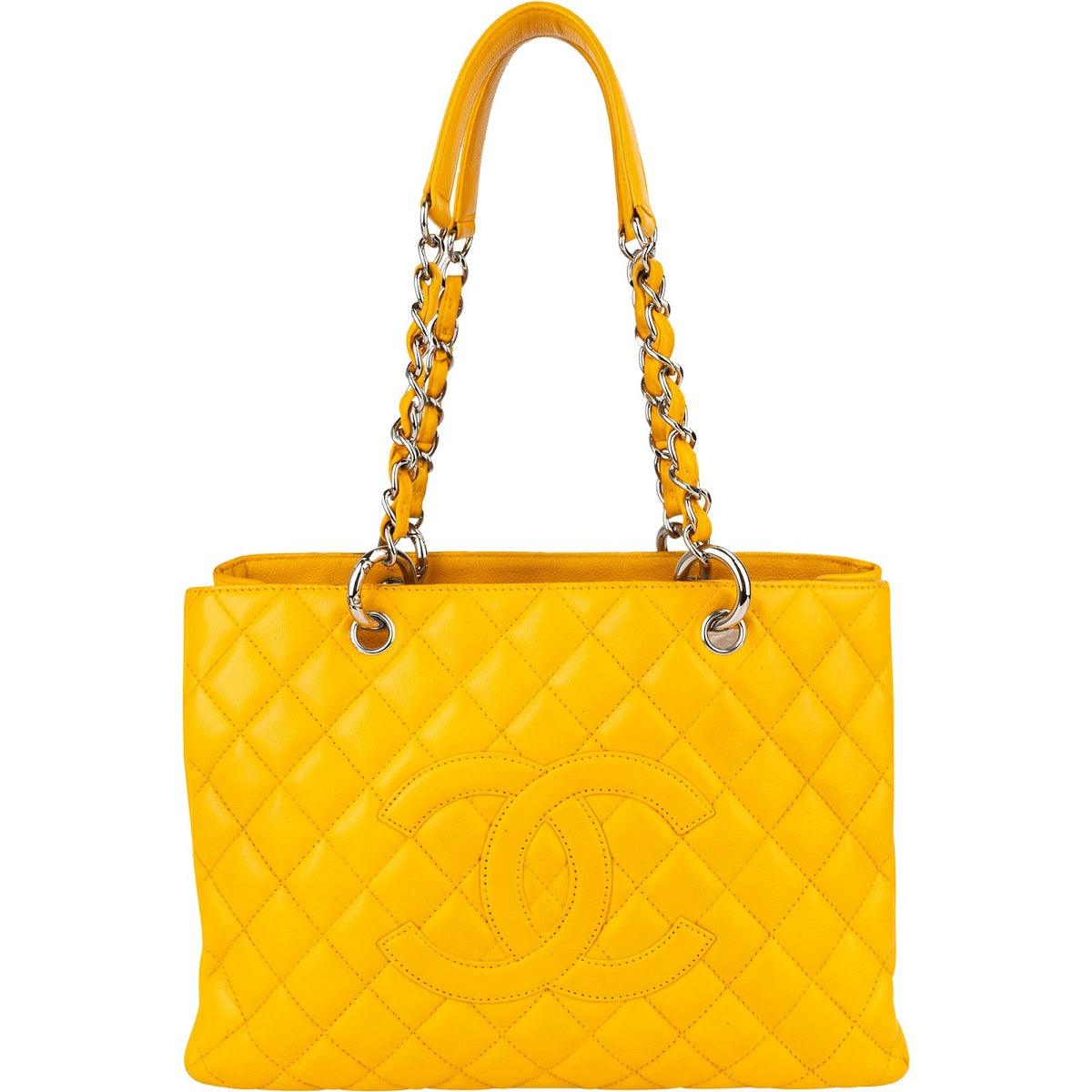 Chanel Maxi Grand Shopping CC Tote schoudertas van gewatteerd kaviaarkalfsleer