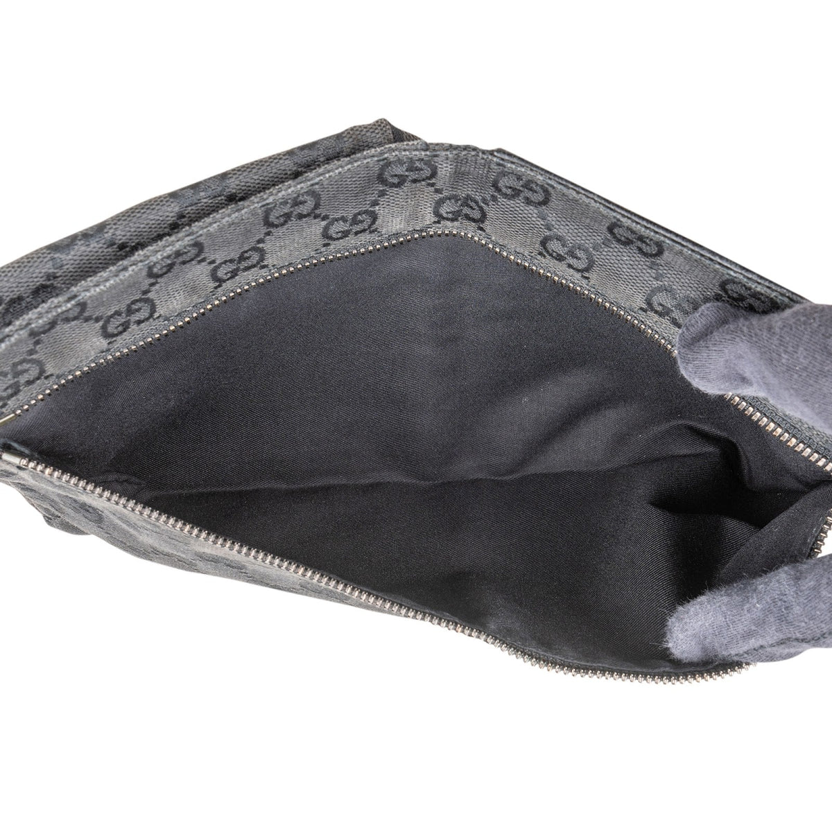 Gucci zwarte Monogram GG Canvas Belt crossbody tas