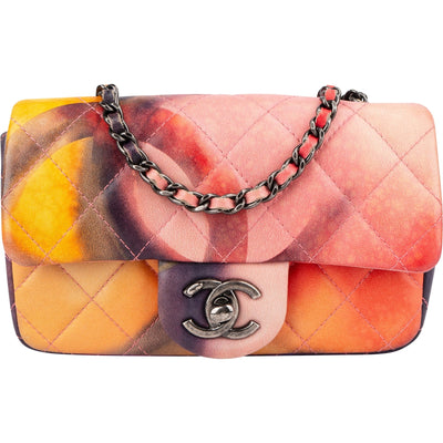 Chanel Quilted Lambskin Multicolor Flower Power Rectangular Single Flap Mini Crossbody Bag