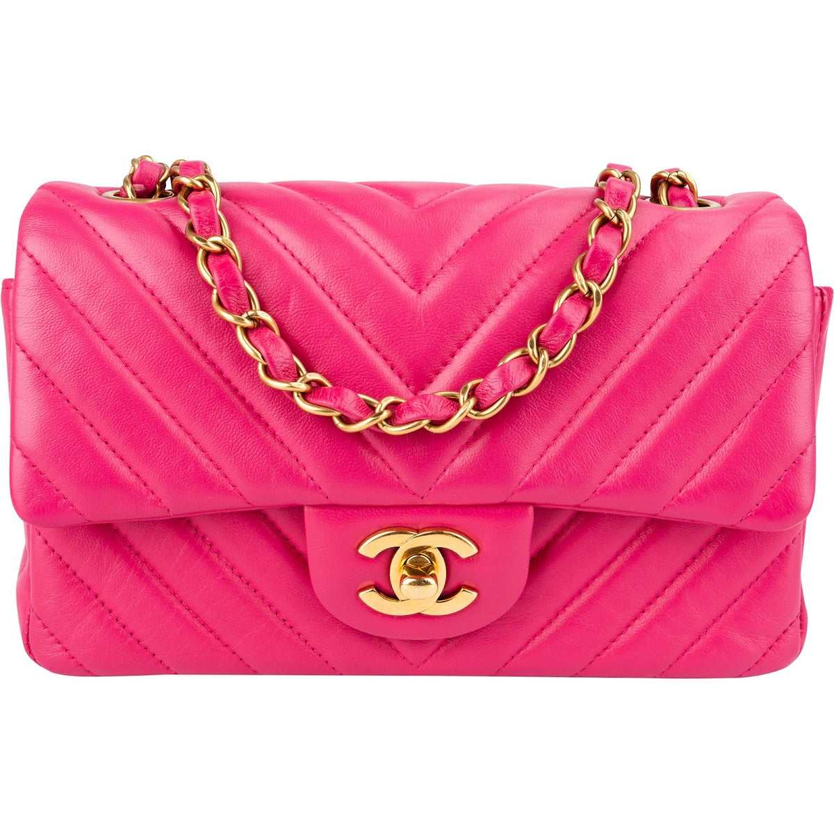 Chanel Chevron Small Single Flap aus Lammleder – Vorderansicht