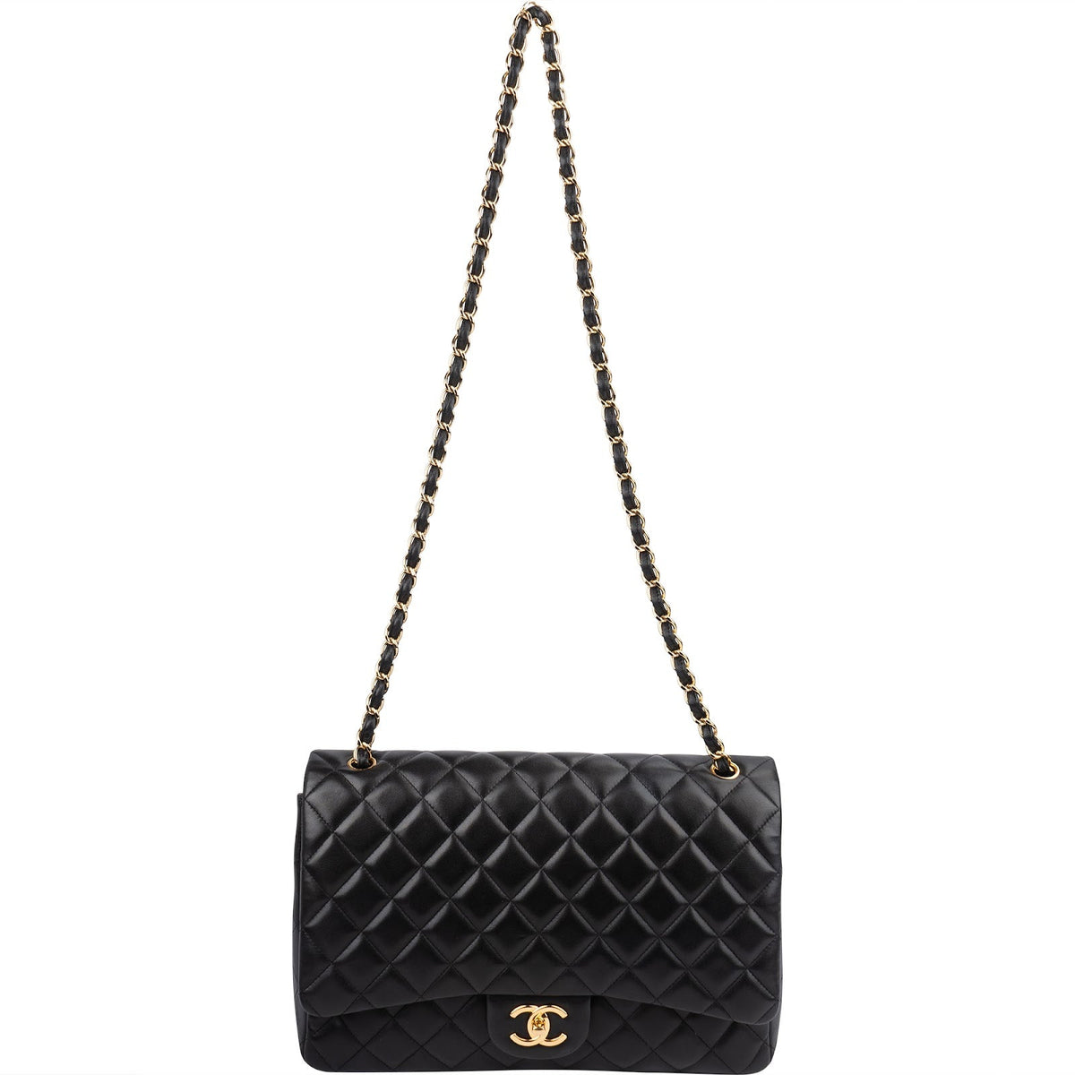 Chanel Quilted Lambskin Maxi Double Flap Crossbody Bag
