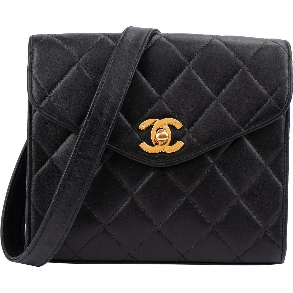 Chanel Quilted Lambskin 24K Gold Single Flap Crossbody Bag