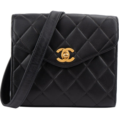 Chanel Quilted Lambskin 24K Gold Single Flap Crossbody Bag