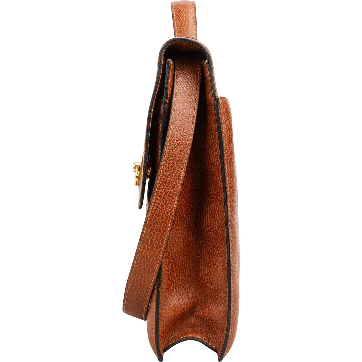 Sac bandoulière Celine Double Ring Clasp Briefcase en cuir grainé