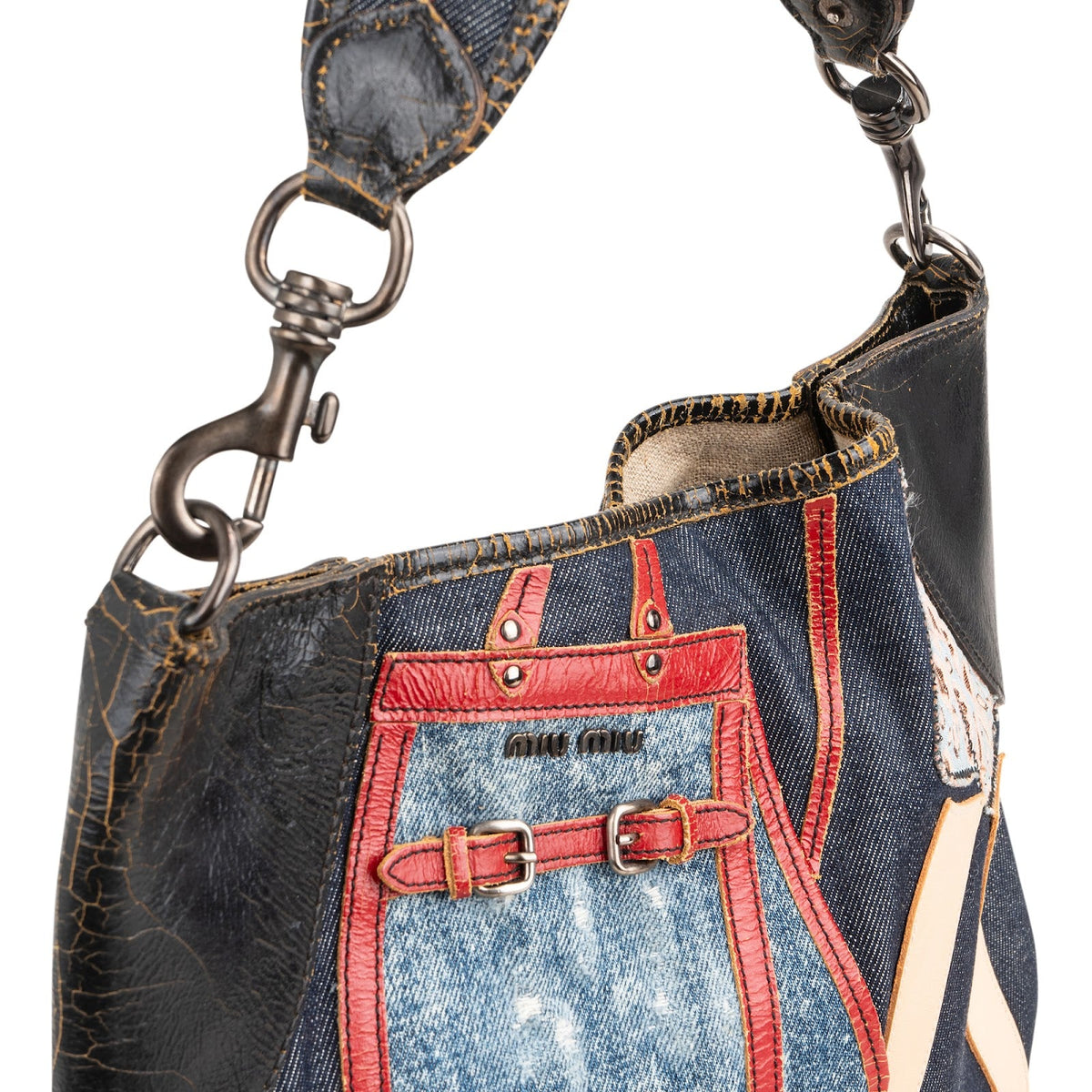 Miu Miu Patchwork Shopper aus Denim – Ansicht 3