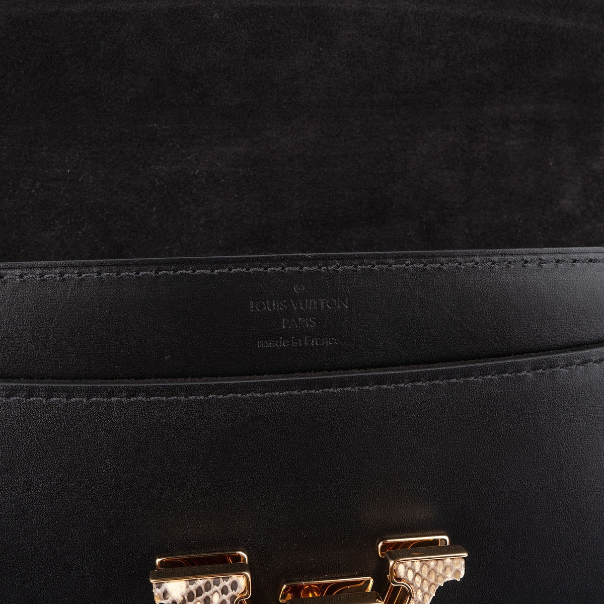 Sac bandoulière Louis Vuitton Louise GM en cuir Boxcalf noir et python
