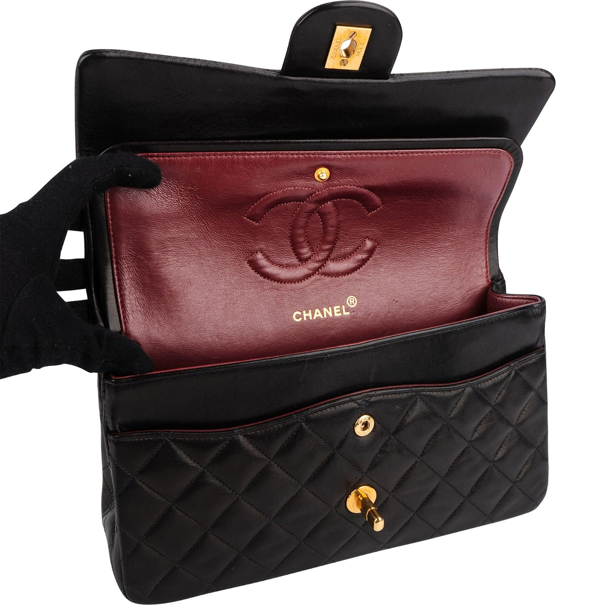 Chanel Lammleder Gold Medium Double Flap Schultertasche, Bild 13 von 15