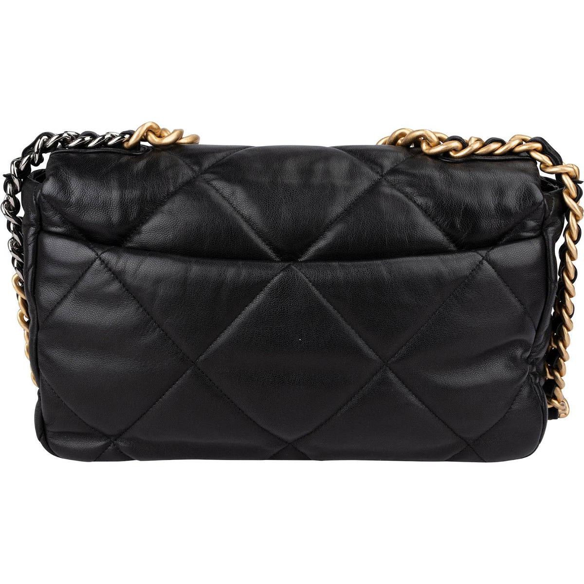 Borsa a tracolla Chanel 19 grande in pelle di agnello trapuntata con patta singola