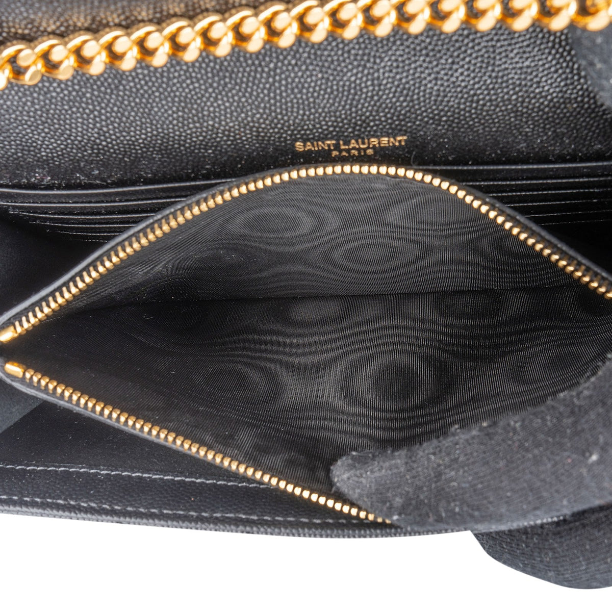 Saint Laurent Grain de Poudre lederen Monogram schoudertas met ketting