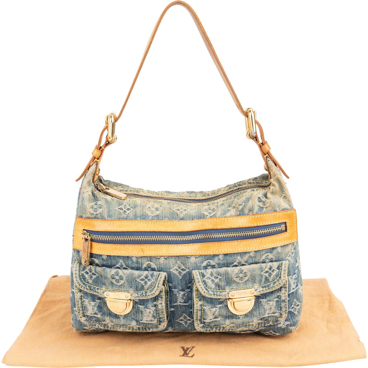 Borsa a spalla Louis Vuitton Baggy PM in denim Monogram