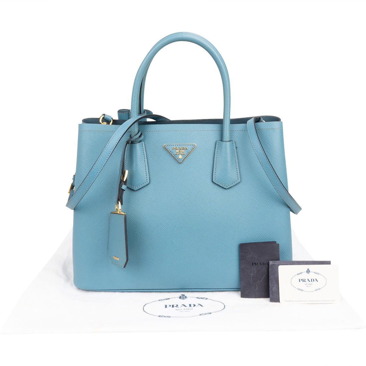 Prada Saffiano Leather Cuir Double Tote Handbag