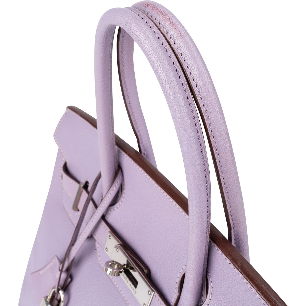 Bolso Birkin 30 de Hermès en piel de cabra Mysore color lila con herrajes de paladio