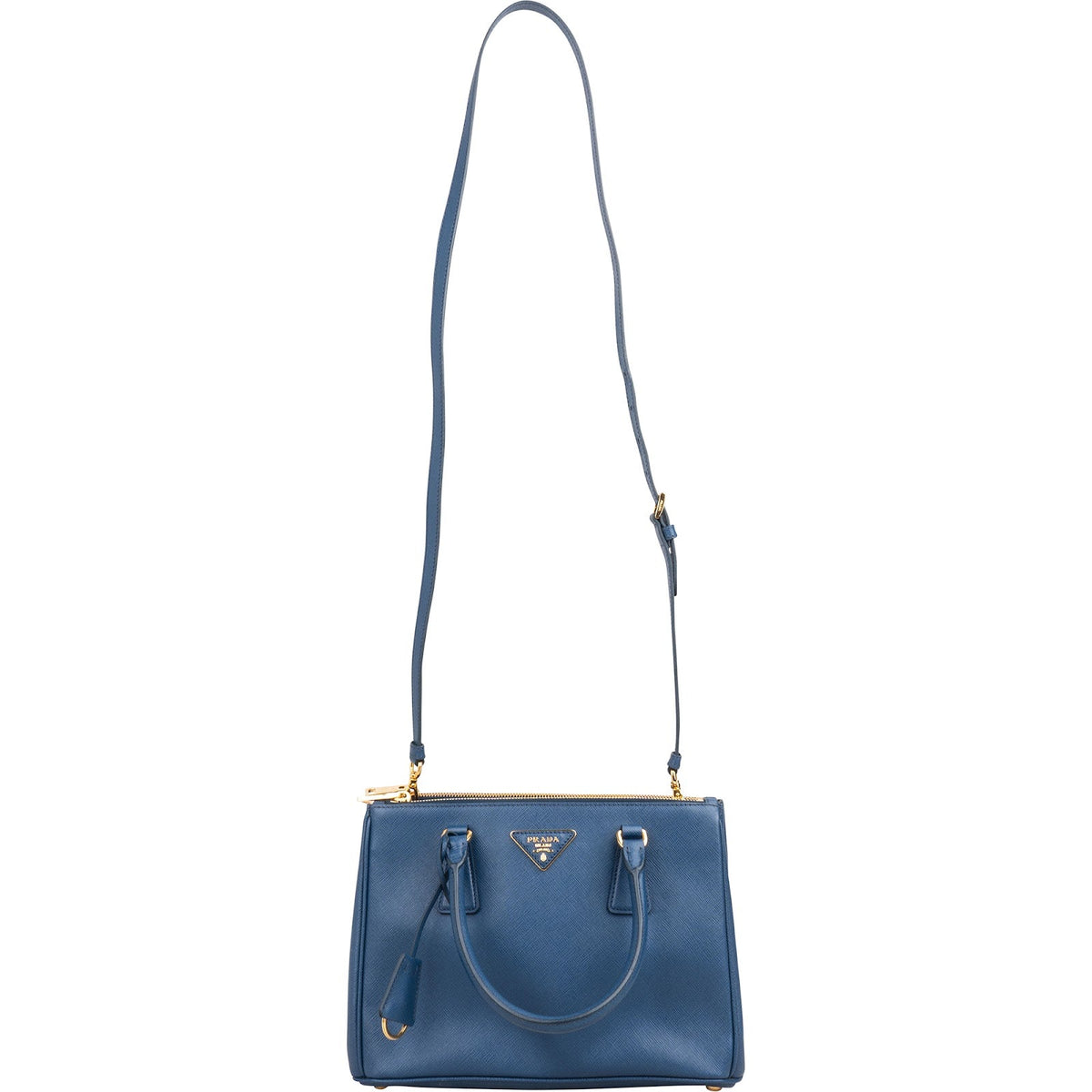 Borsa a mano Prada Small Galleria in pelle Saffiano blu
