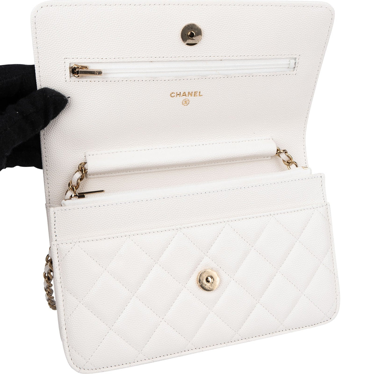 Chanel Quilted Caviar Leather Wallet On Chain Crossbody Bag