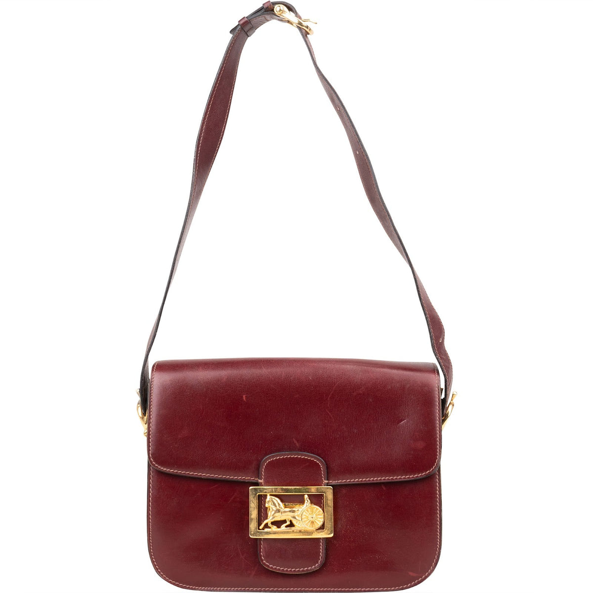 Sac à épaule Celine Bordeaux Bocalf Flap Triomphe