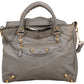 Balenciaga Grau City Jumbo aus Leder – Vorderansicht