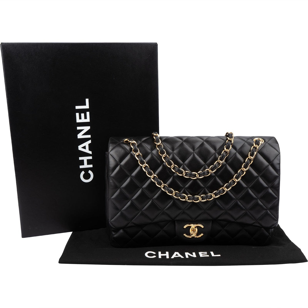 Chanel Quilted Lambskin Maxi Double Flap Crossbody Bag