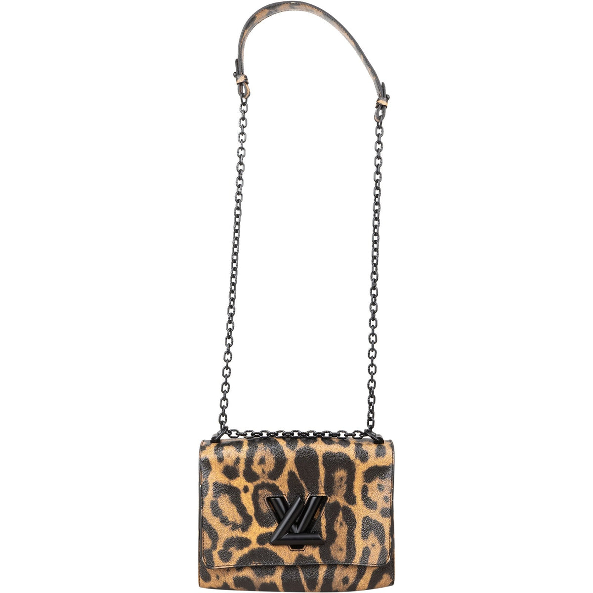 Bolso bandolera Twist MM de Louis Vuitton en lona con estampado de leopardo y gato Wild At Heart Monogram