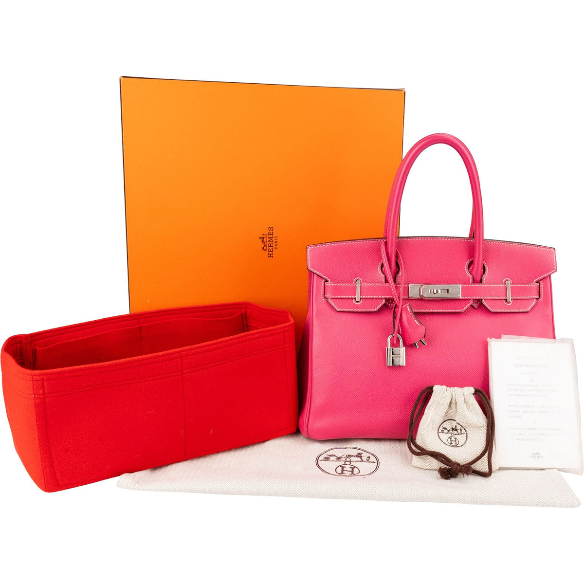 Sac à main Hermès Birkin 30 en cuir Epsom rose bonbon et bijouterie palladium