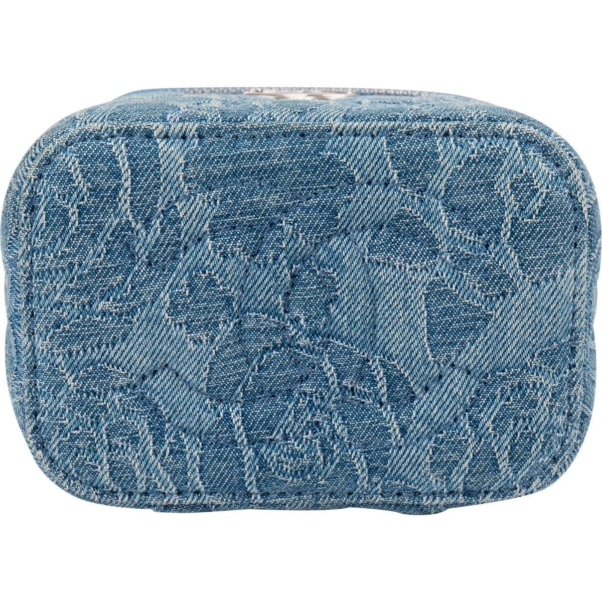 Sac bandoulière Chanel Camellia Monogram Adjustable Mini Vanity Case en denim matelassé
