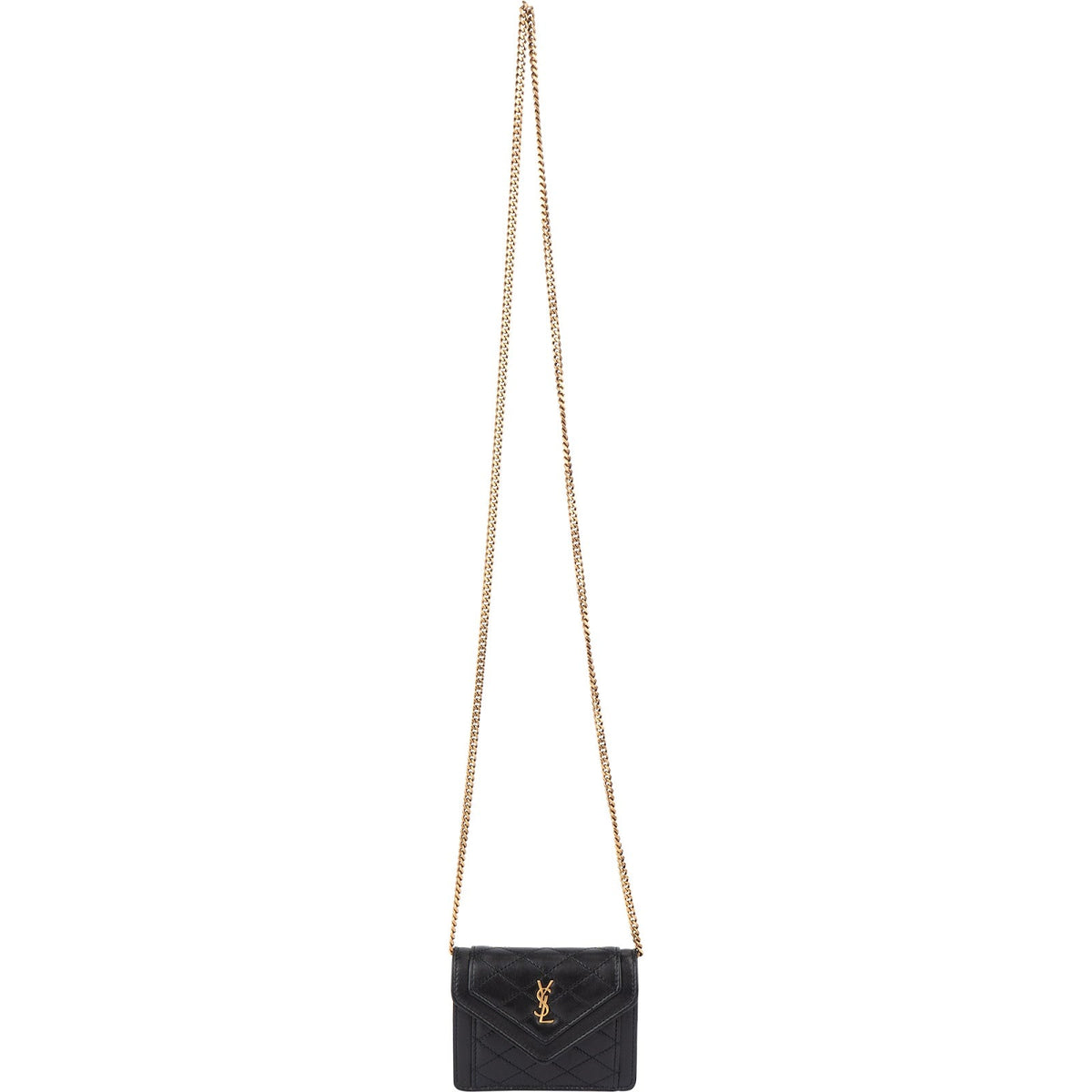 Saint Laurent Cassandre Envelope Micro aus gestepptem Lammleder – Ansicht 8