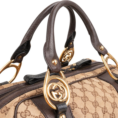 Gucci Monogram GG Canvas Interlocking G Soft Boston 35 Handtas
