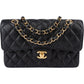 Chanel Quilted Caviar Leather Gold Small Double Flap Shoulder Bag