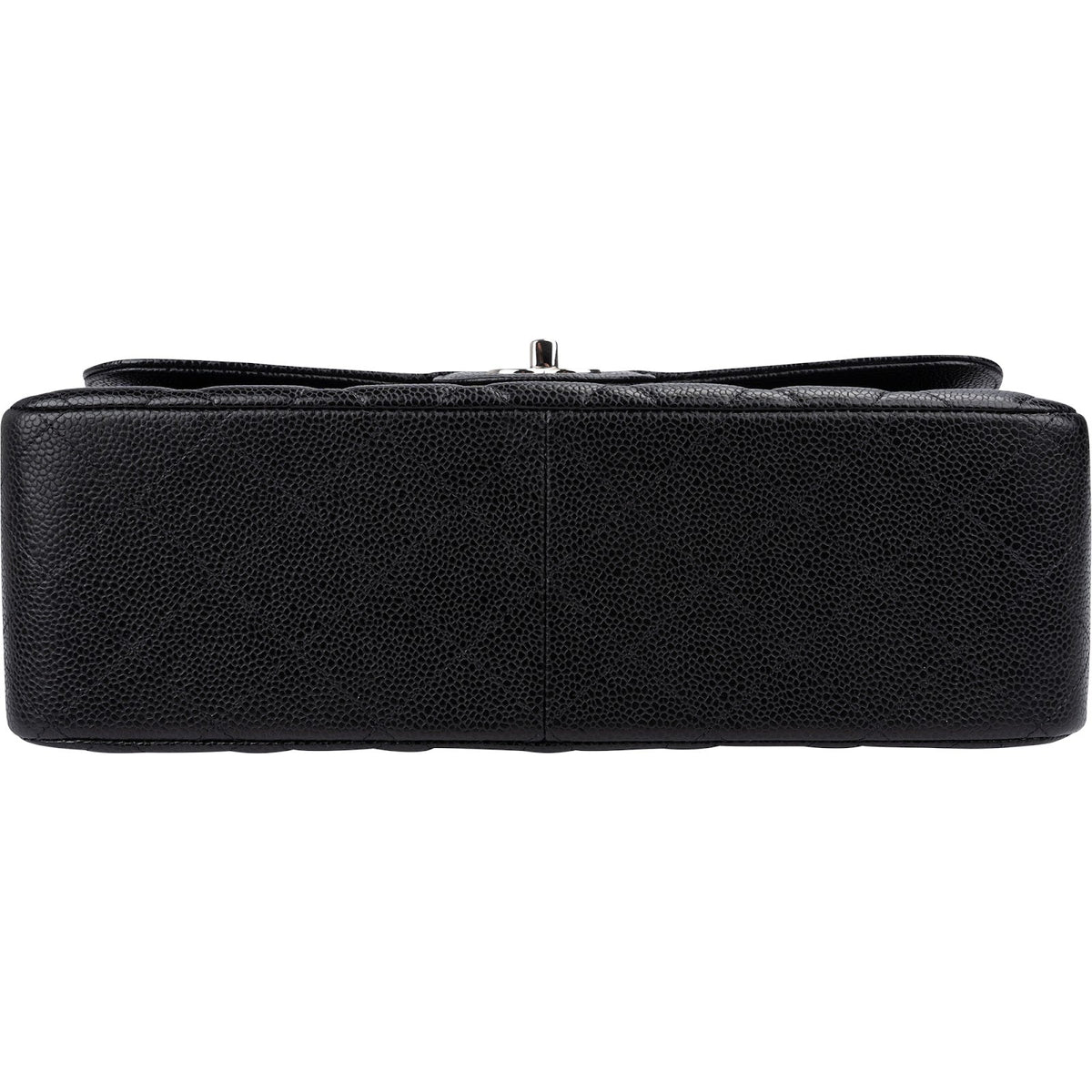Chanel Quilted Caviar Leather Palladium Jumbo Double Flap Crossbody Bag