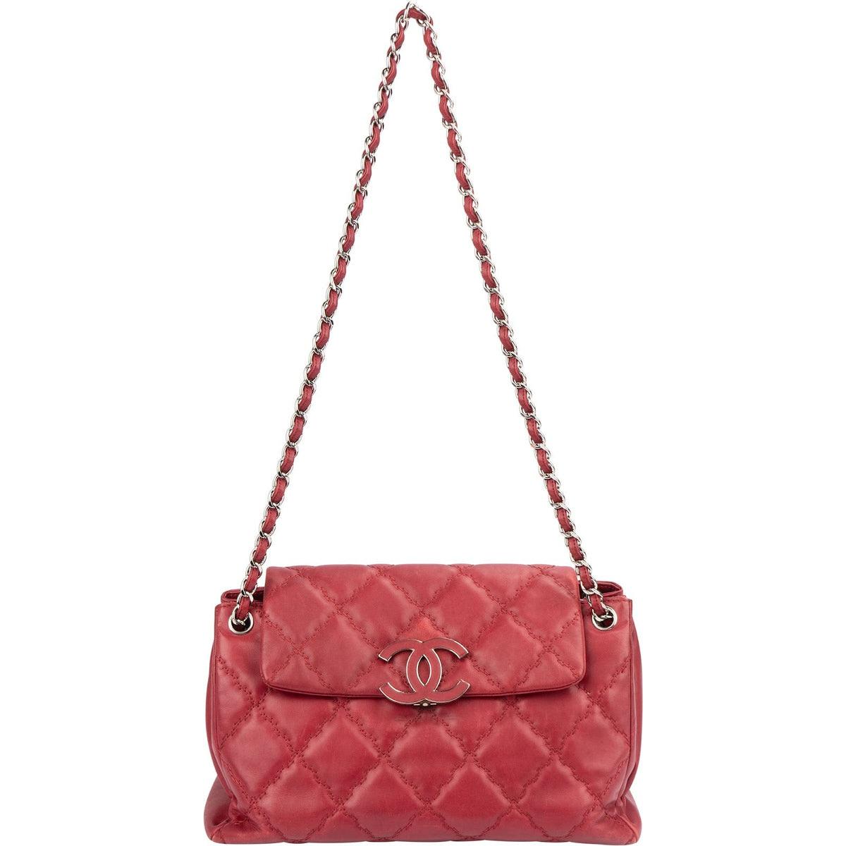 Sac bandoulière Chanel Diamond Stitch Hampton Flap Jumbo Flap en cuir d'agneau matelassé